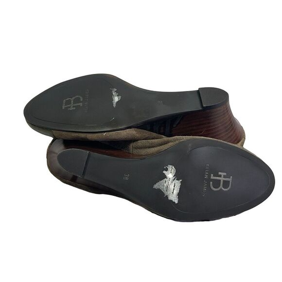 Brian James cap toe suede wedge pump shoes tan brown womens sz 38/7.5 - Picture 6 of 8